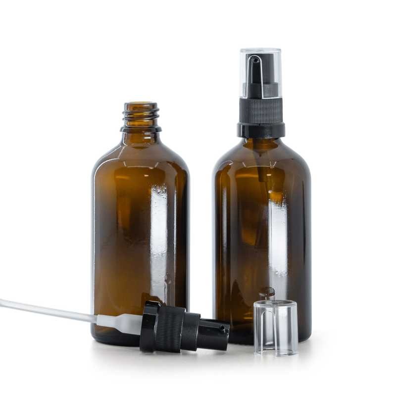 Borostyánszínű üvegpalack olajadagolóval 100 ml