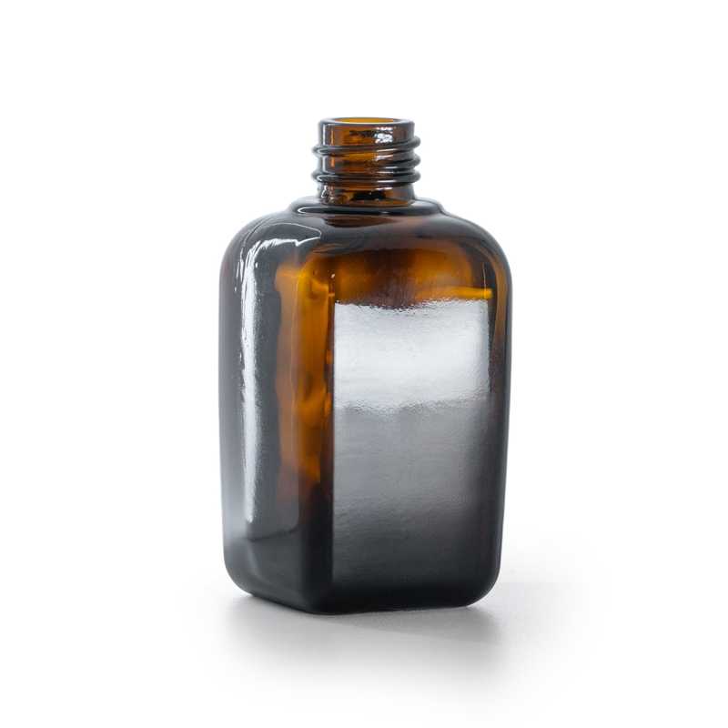 Négyszögletes borostyánszínű üveg fiola 45 ml, 80 db