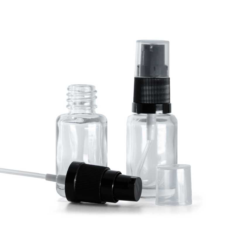 Átlátszó kerek üvegpalack krémpumpával 12 ml