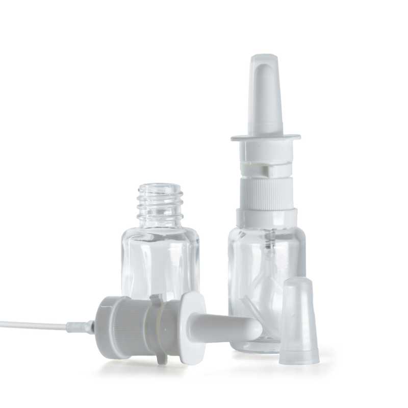 Átlátszó, kerek üvegpalack, orrspray, 12 ml