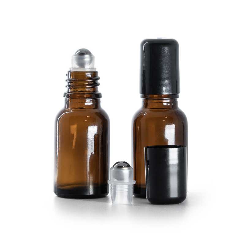 15 ml borostyánszínű üveg roll-on palack