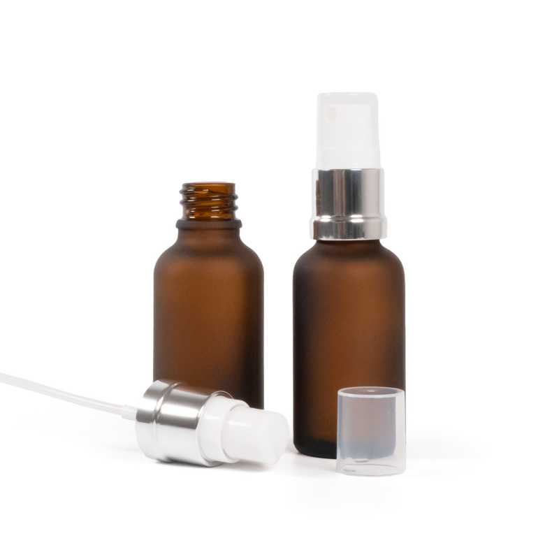 Matt üvegpalack, fehér-ezüst permetező, 30 ml