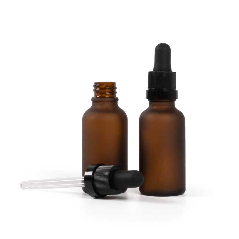 Matt üvegpalack, fekete pipetta fényes csíkkal, 30 ml