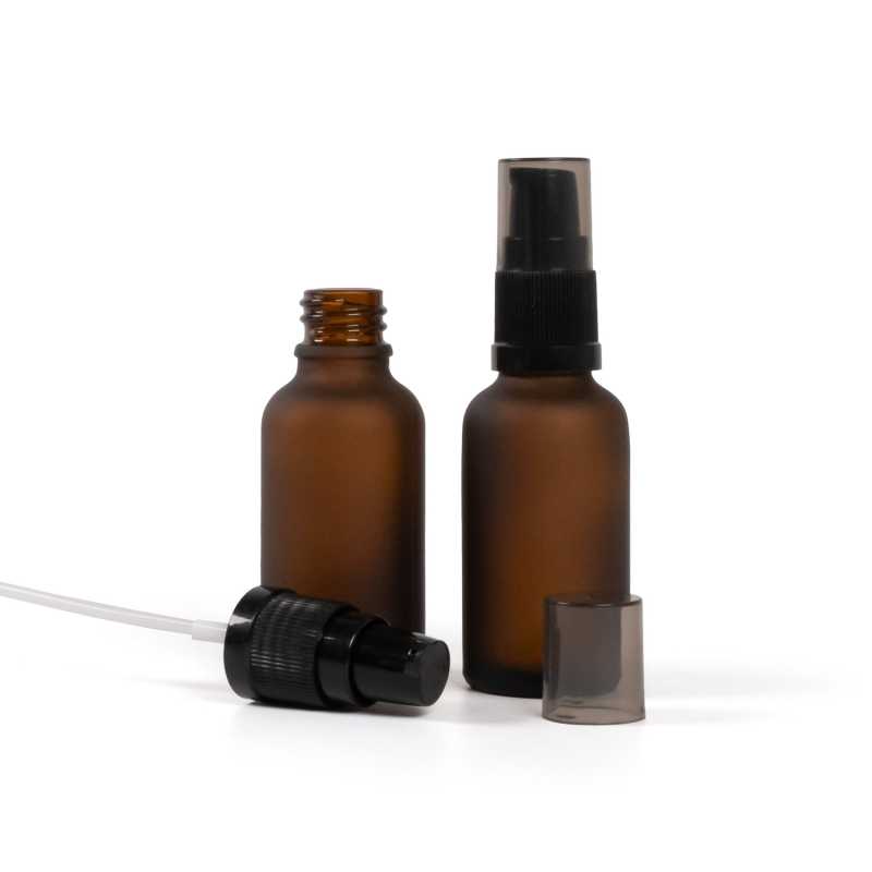 Matt barna üvegcse, krémadagoló füstös felső kupakkal, 30 ml