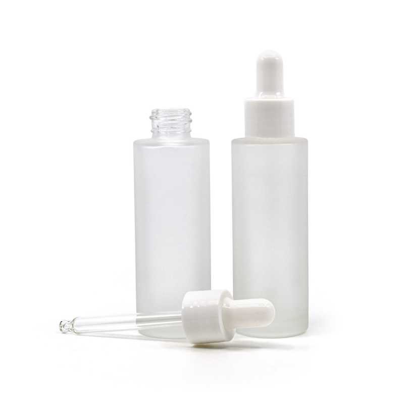 Magas, matt üvegpalack fényes fehér cseppentővel 30 ml