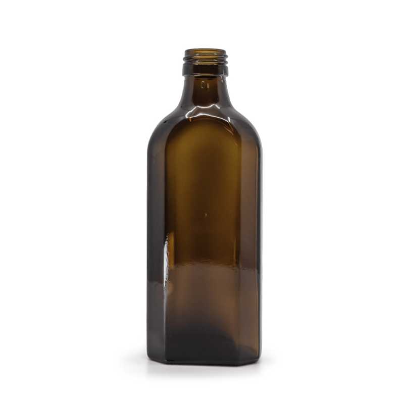 Téglalap alakú borostyánszínű orvosi üvegpalack PP28 250 ml