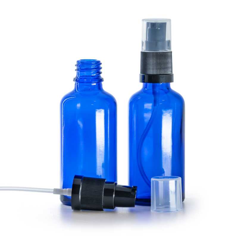 Kék üvegpalack krémadagoló pumpával 50 ml