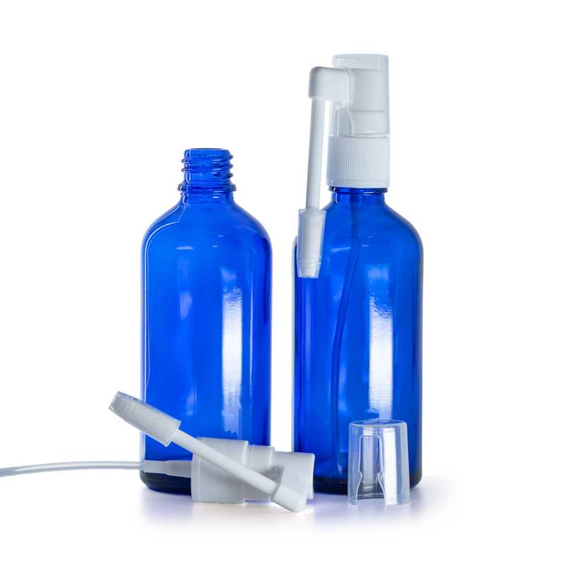 Kék üvegpalack, torokspray, 100 ml