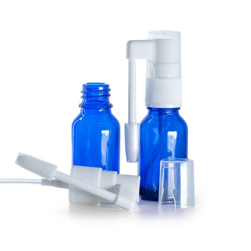 Kék üvegpalack, torokspray, 15 ml