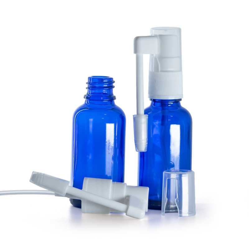 Kék üvegpalack, torokspray, 30 ml