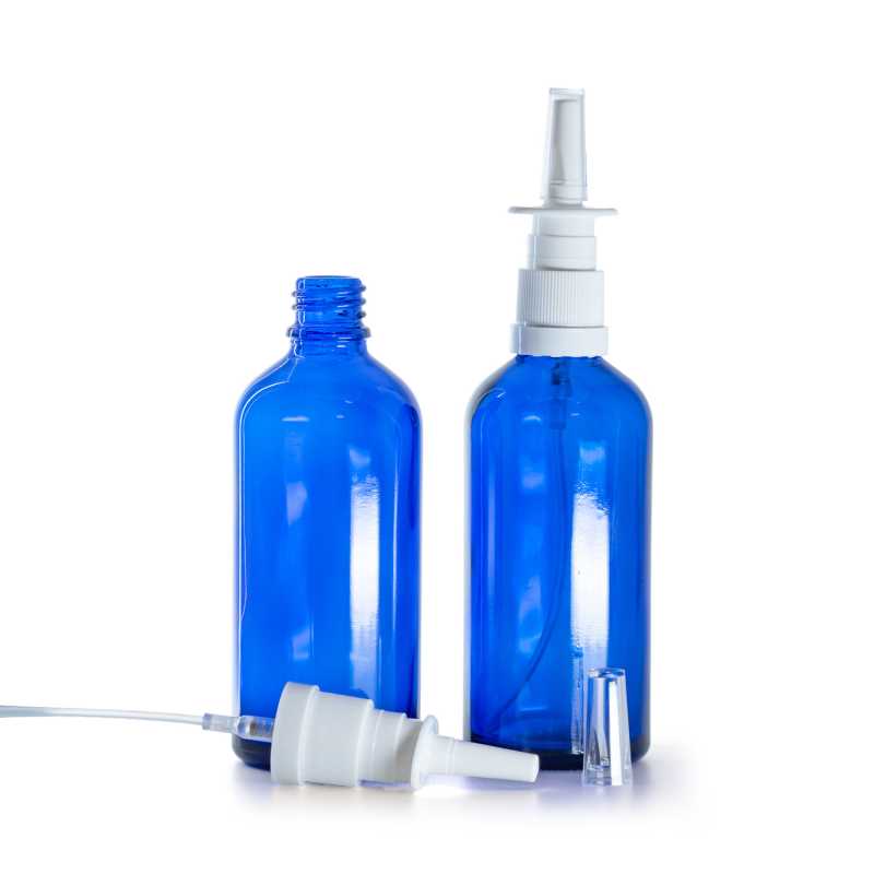 Kék üvegpalack orrspray-adagolóval 100 ml