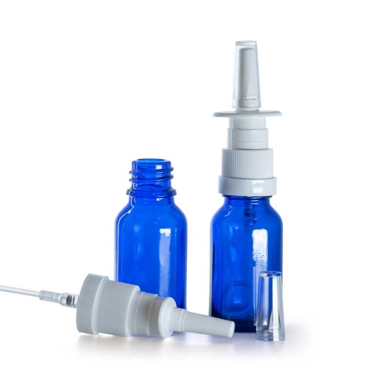 Kék üvegpalack, orrspray, 15 ml