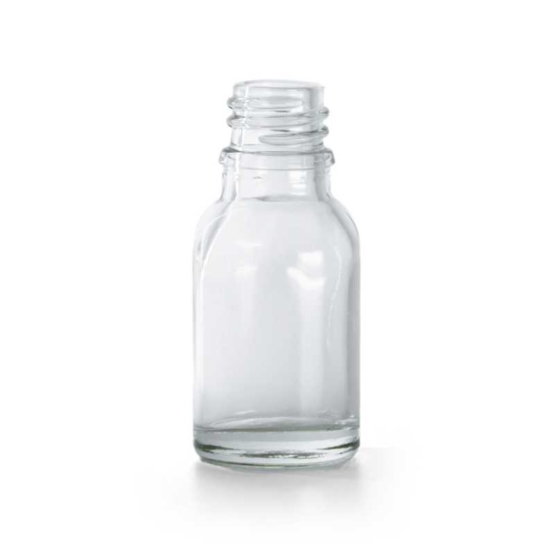 Átlátszó üvegpalack 15 ml, tálca 156 db