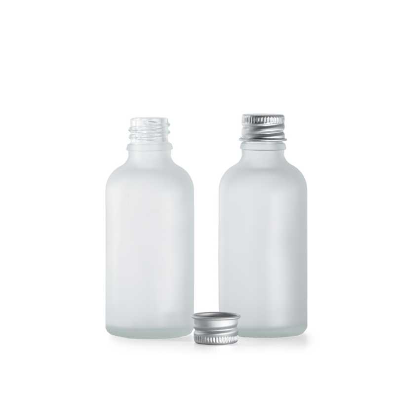 Üveg üvegcse, áttetsző matt, alumínium kupak, 50 ml