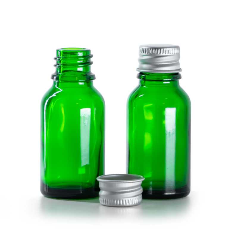 Zöld üvegcse, alumínium kupak, 15 ml