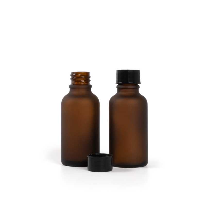 Matt üvegpalack, fekete kupak, 30 ml