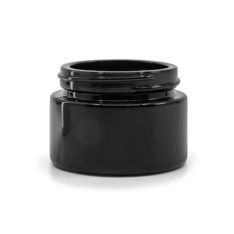 Fényes fekete kozmetikai üvegtégely 30 ml