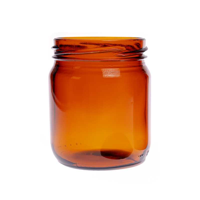 Borostyánszínű üveg tégely, 160 ml