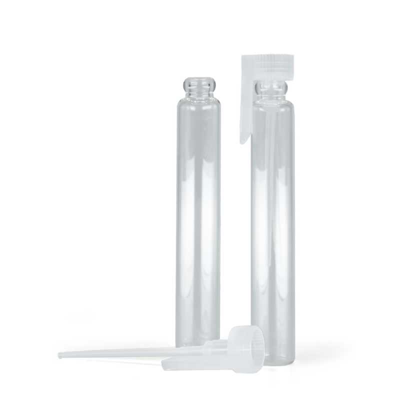 Üveg kozmetikai teszter átlátszó műanyag kupakkal, 3 ml